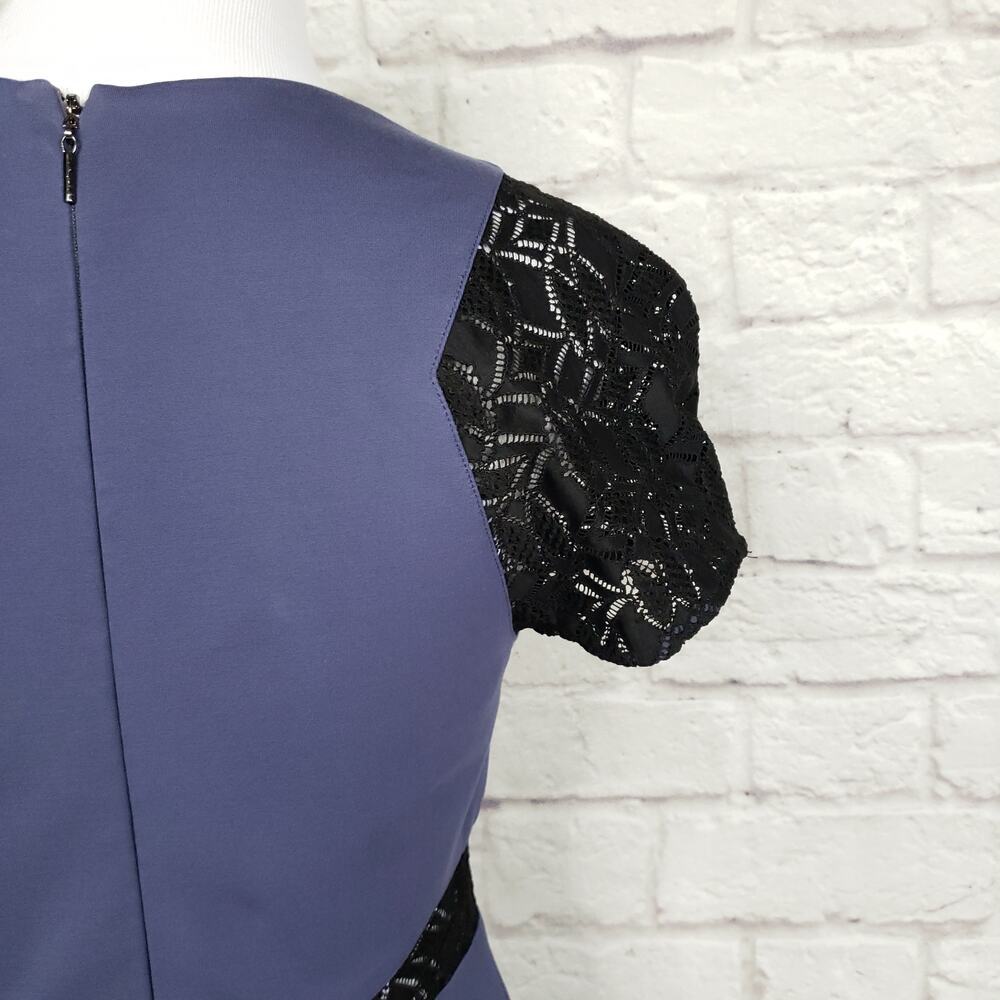 Rebecca Taylor Blue Harbour Ponte Knit Sheath Dress Black Lace Detail Sz 2 - Picture 13 of 16